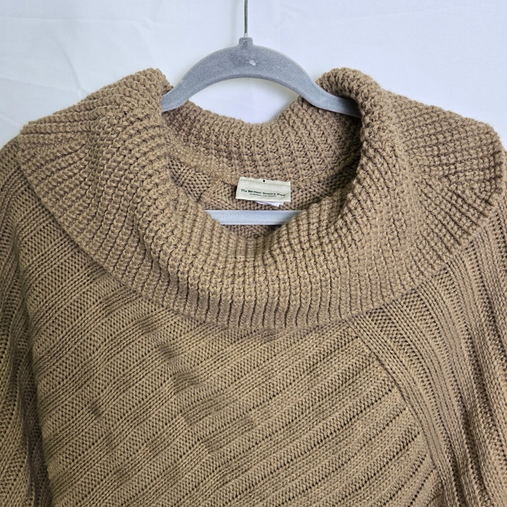Vermont Country Store Cowl‎ Neck Knit Poncho Shawl, Tan Beige, Missy One Size - Picture 2 of 10